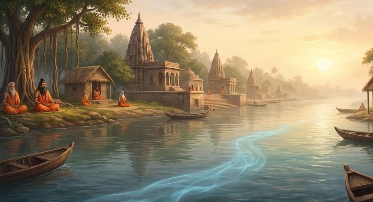 Ancient Prayag mentioned in Puranas and Hindu epics illustration